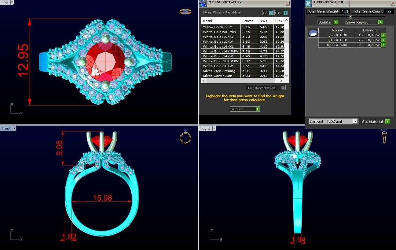 Diamond Ring - Womens Rings - GN175 3D print model_8