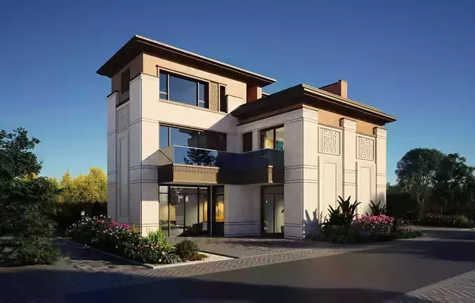 Su model of modern Chinese elegant style courtyard villa 3D model