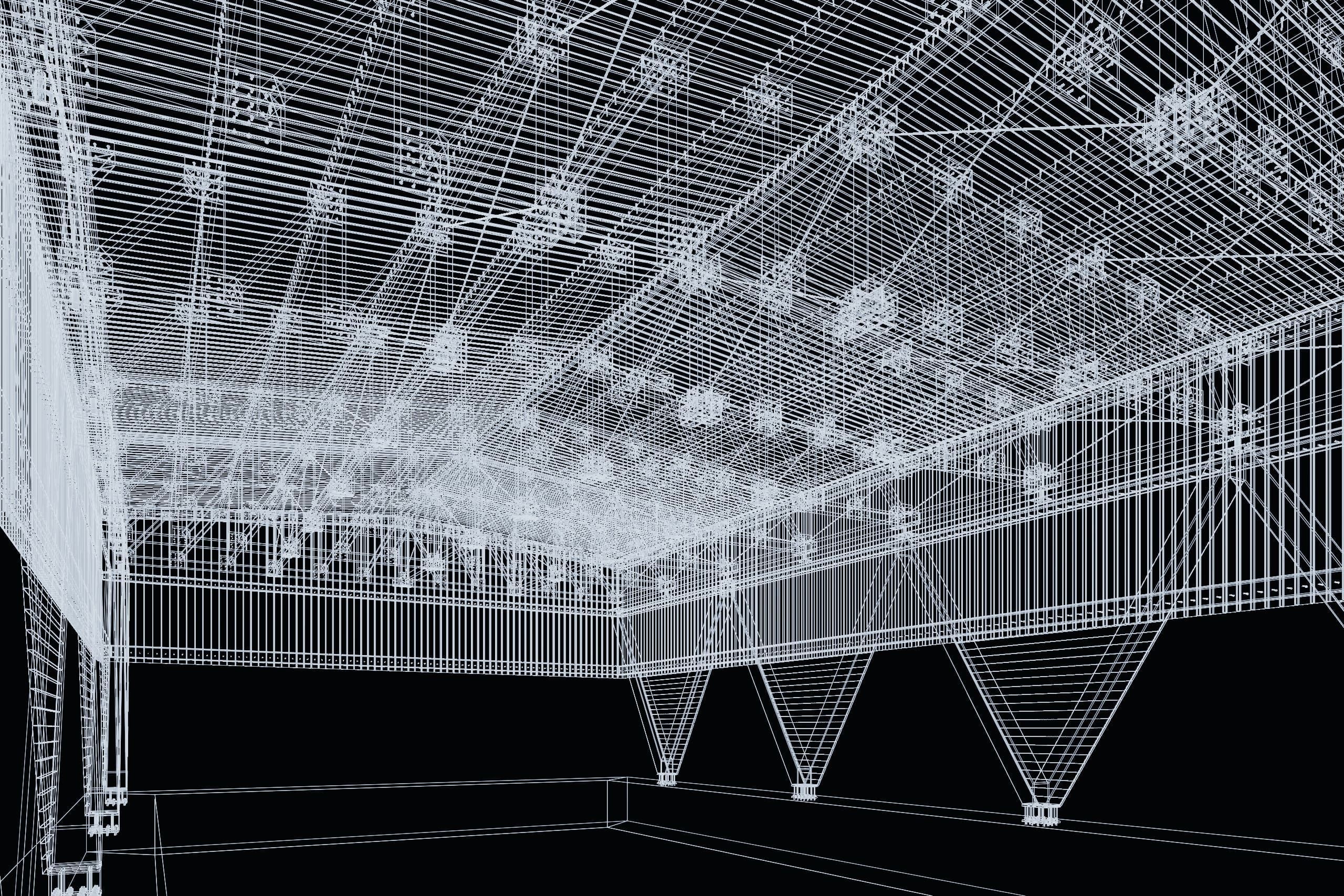 Industrial wooden truss hall - calculated 3D model_4