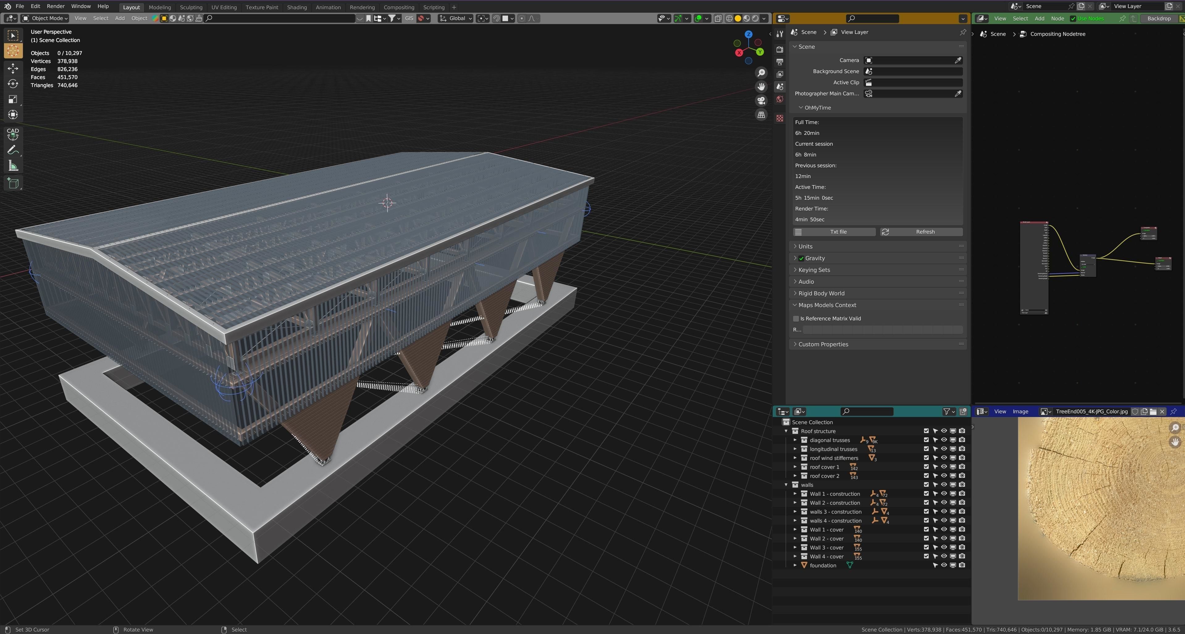 Industrial wooden truss hall - calculated 3D model_9