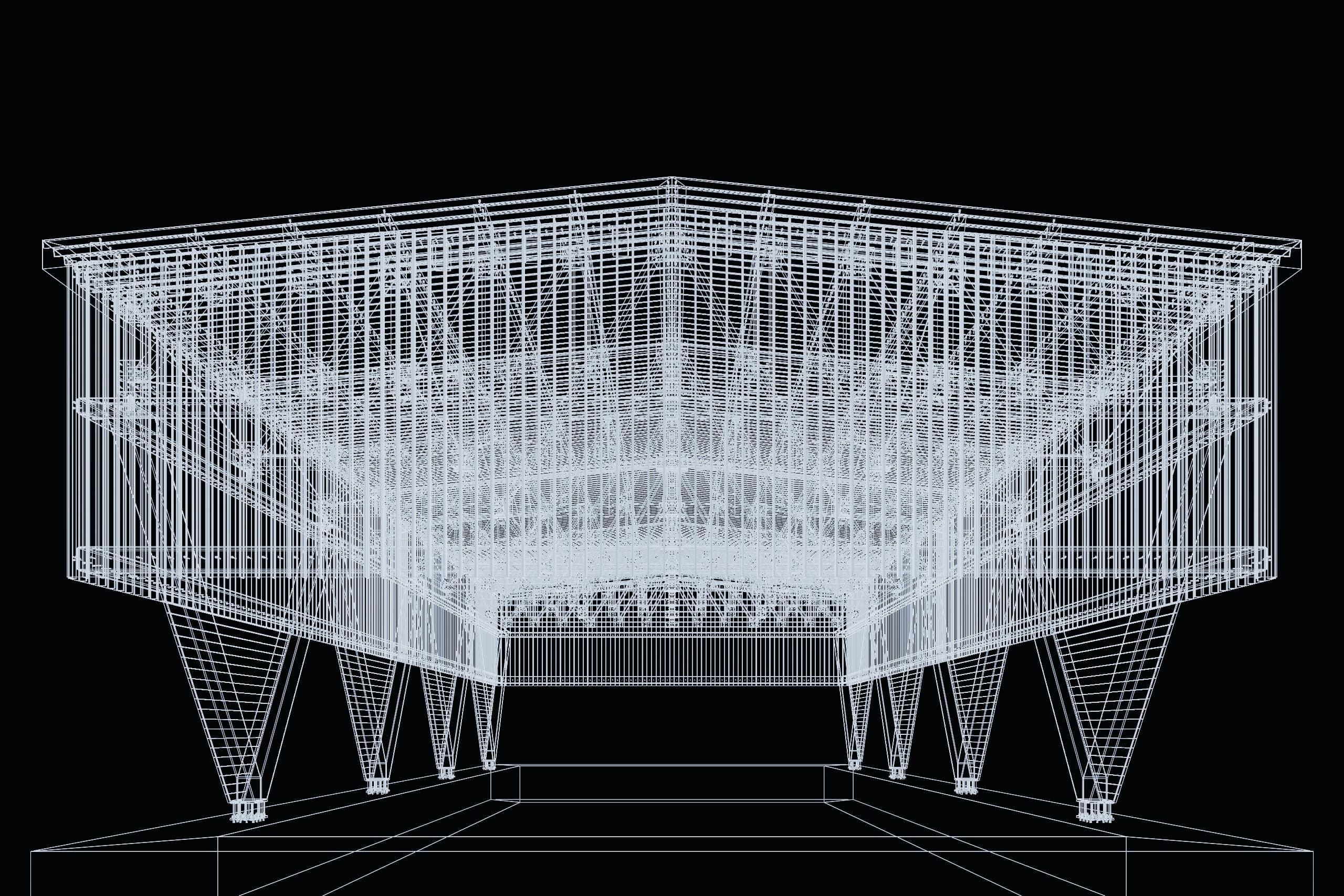 Industrial wooden truss hall - calculated 3D model_3