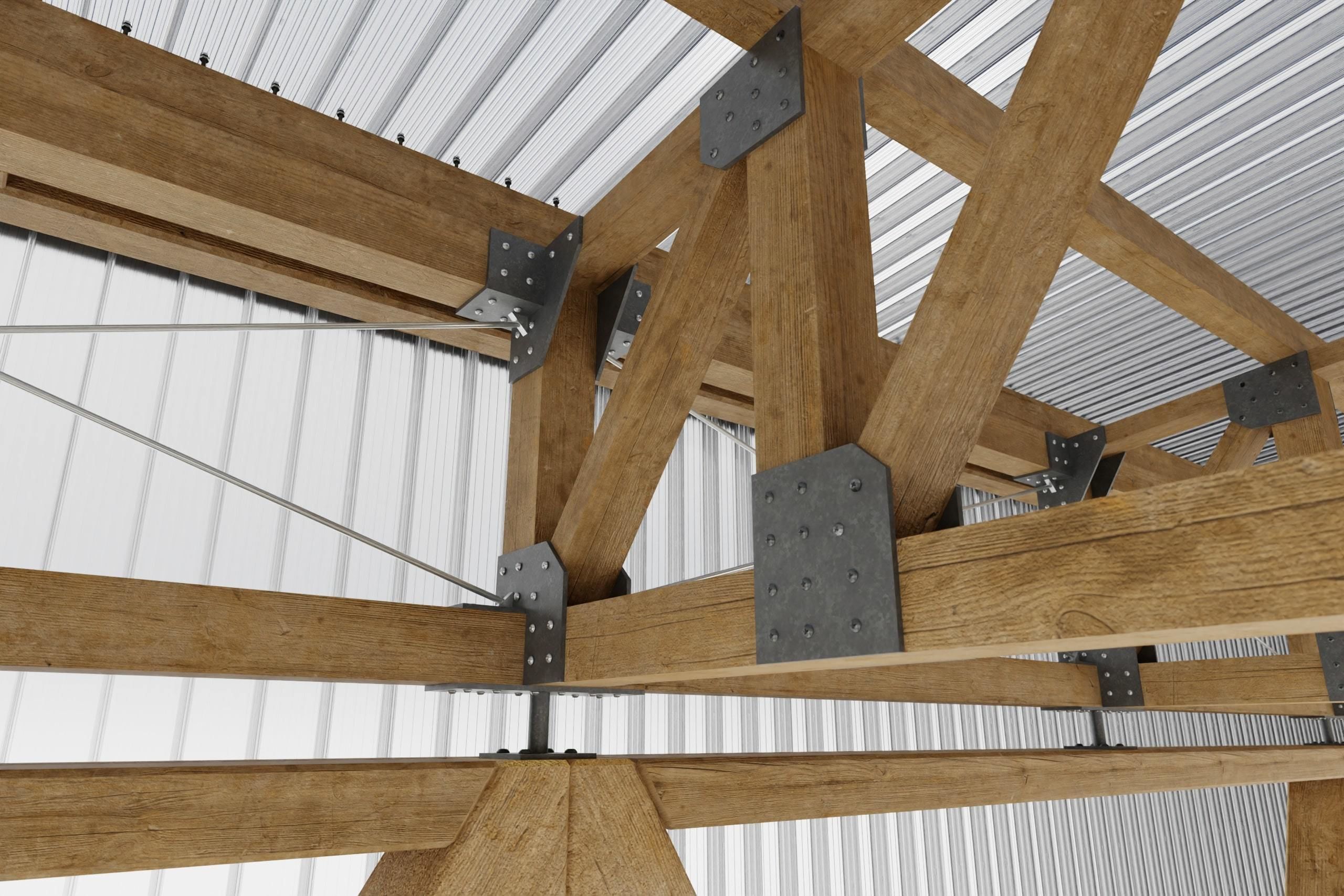 Industrial wooden truss hall - calculated 3D model_6