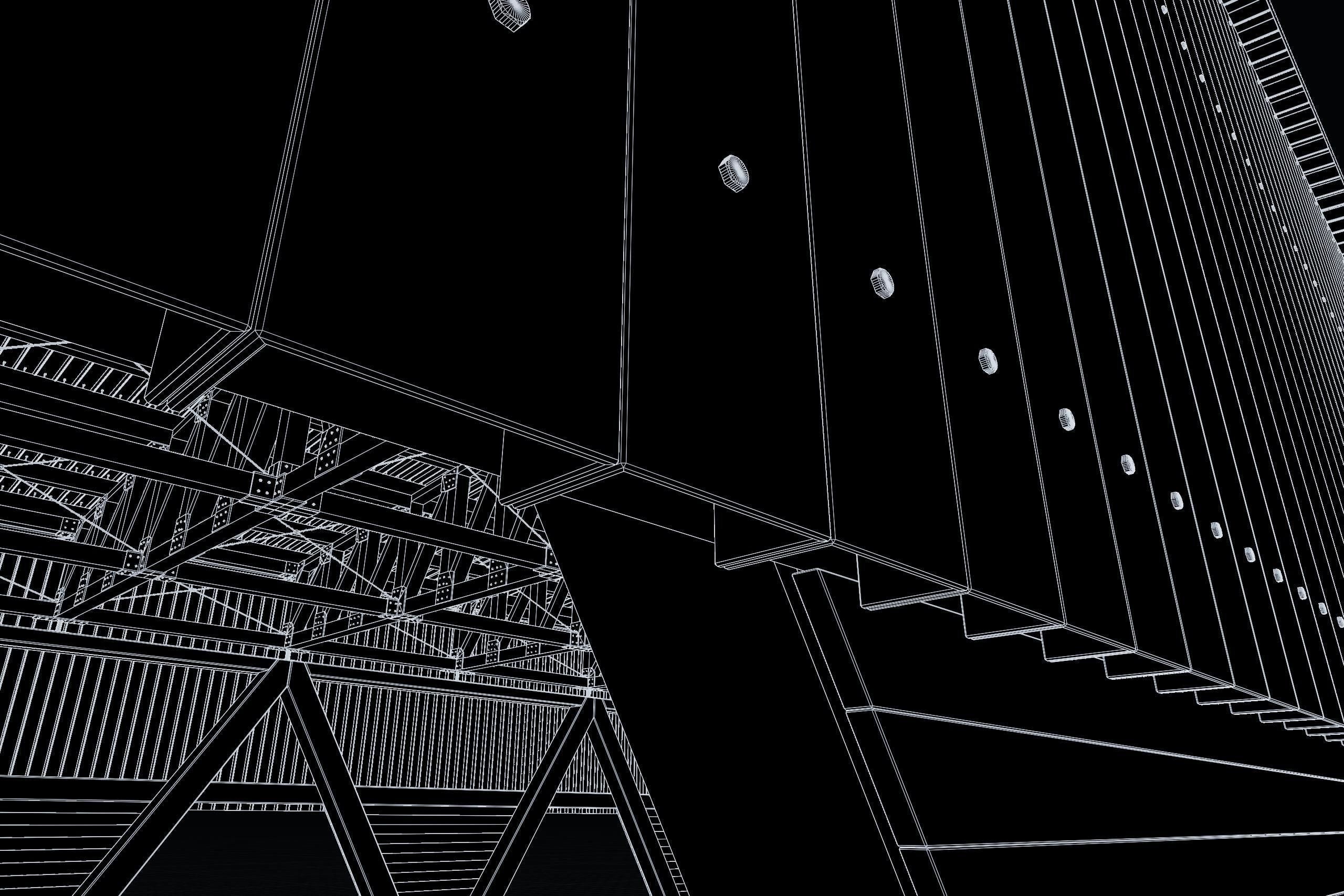 Industrial wooden truss hall - calculated 3D model_5