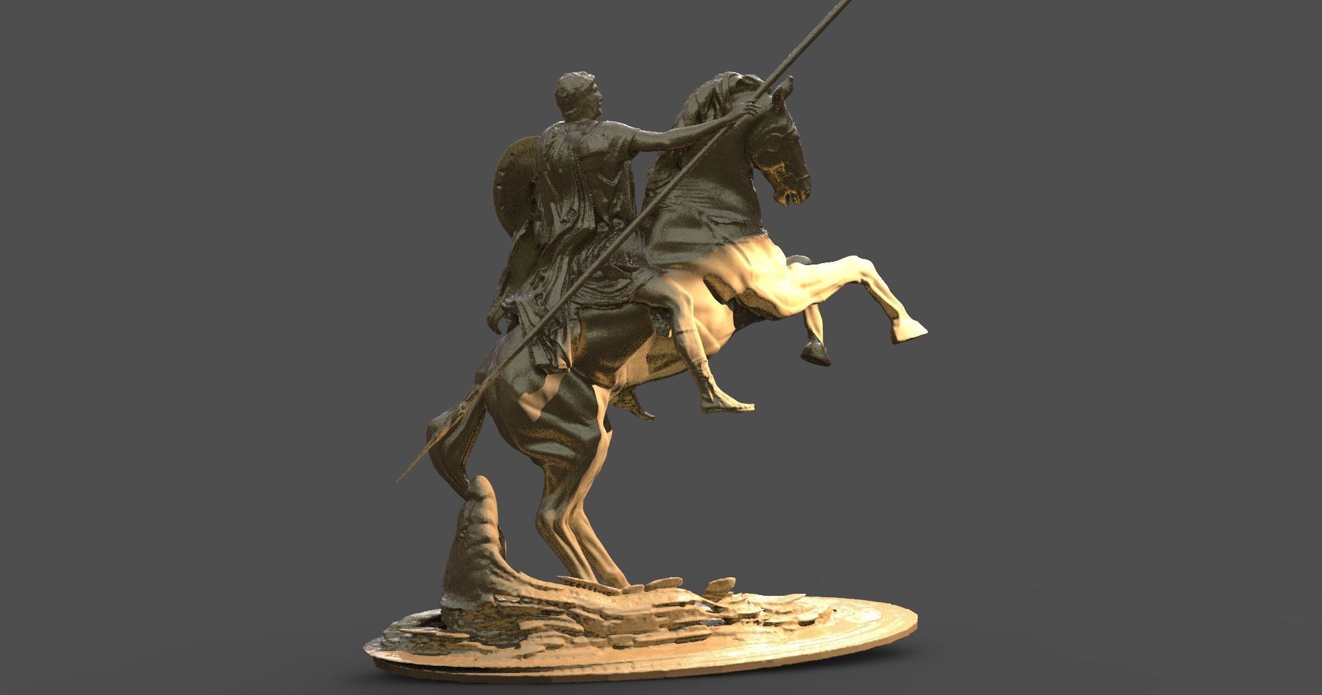 Roman Emperor sculpture 3D model_2