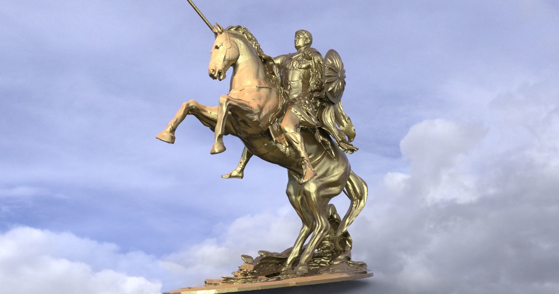 Roman Emperor sculpture 3D model_3