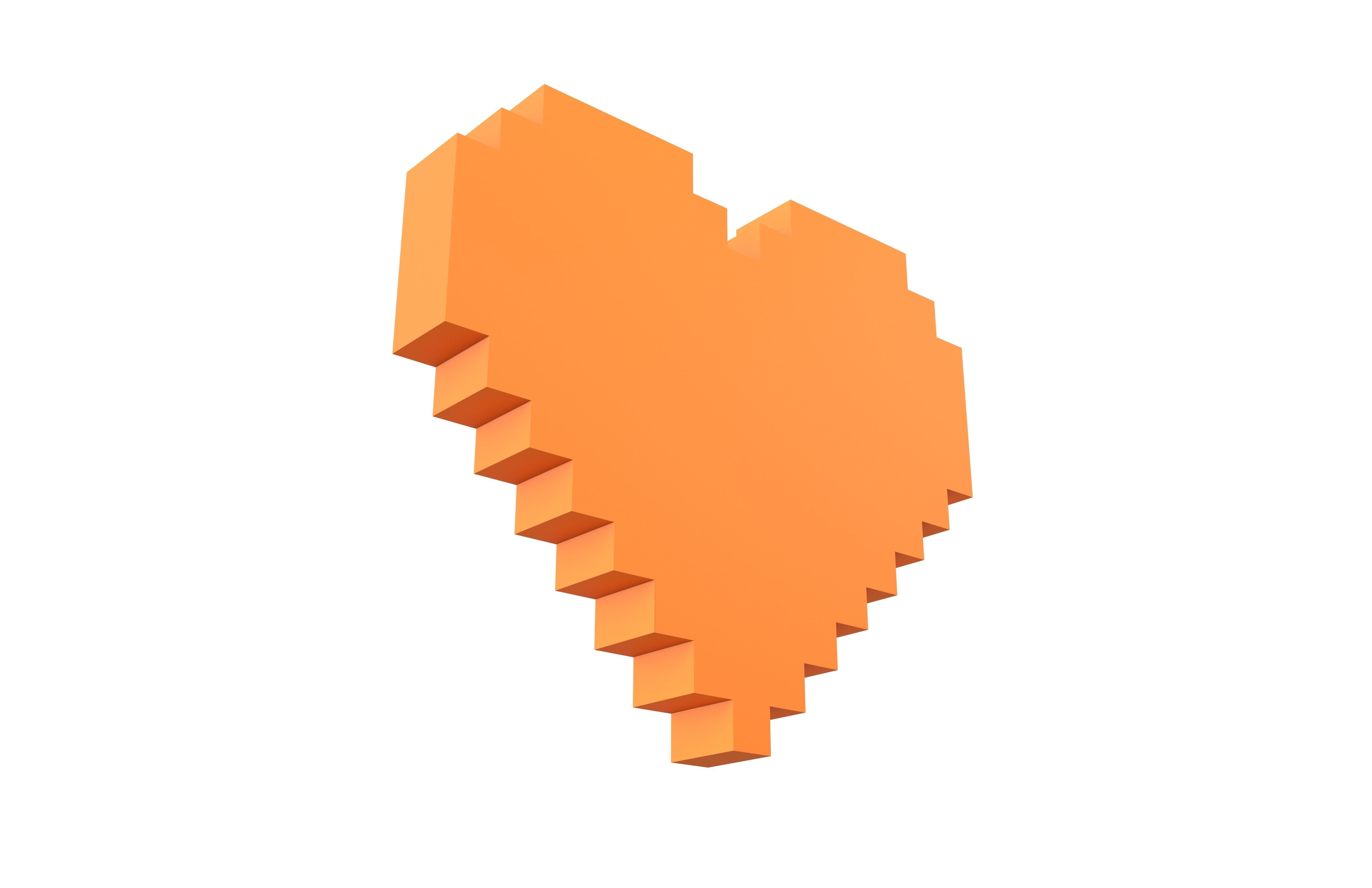 Pixel Heart v4 002 Low-poly 3D model_3