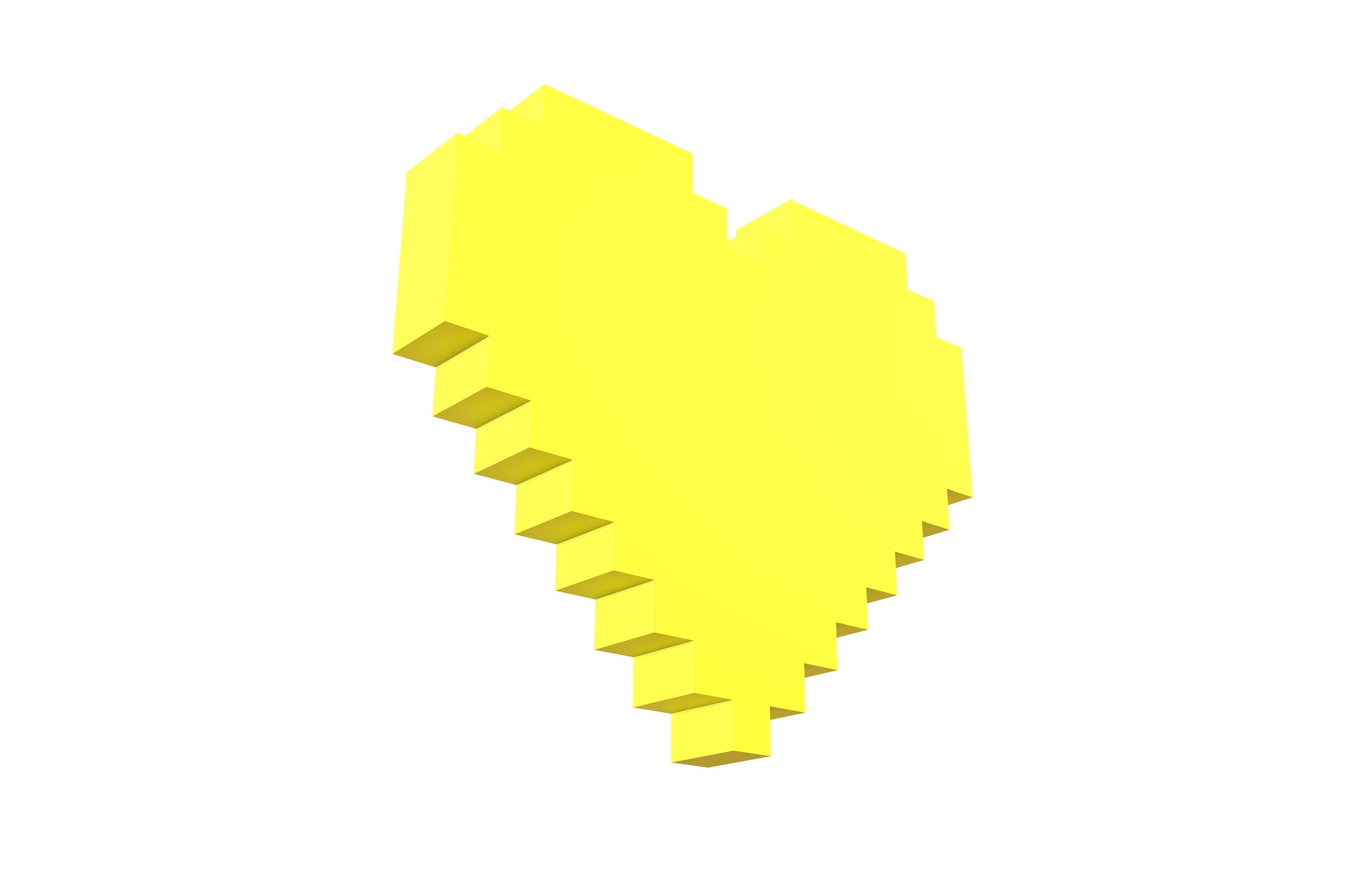 Pixel Heart v4 003 Low-poly 3D model_3