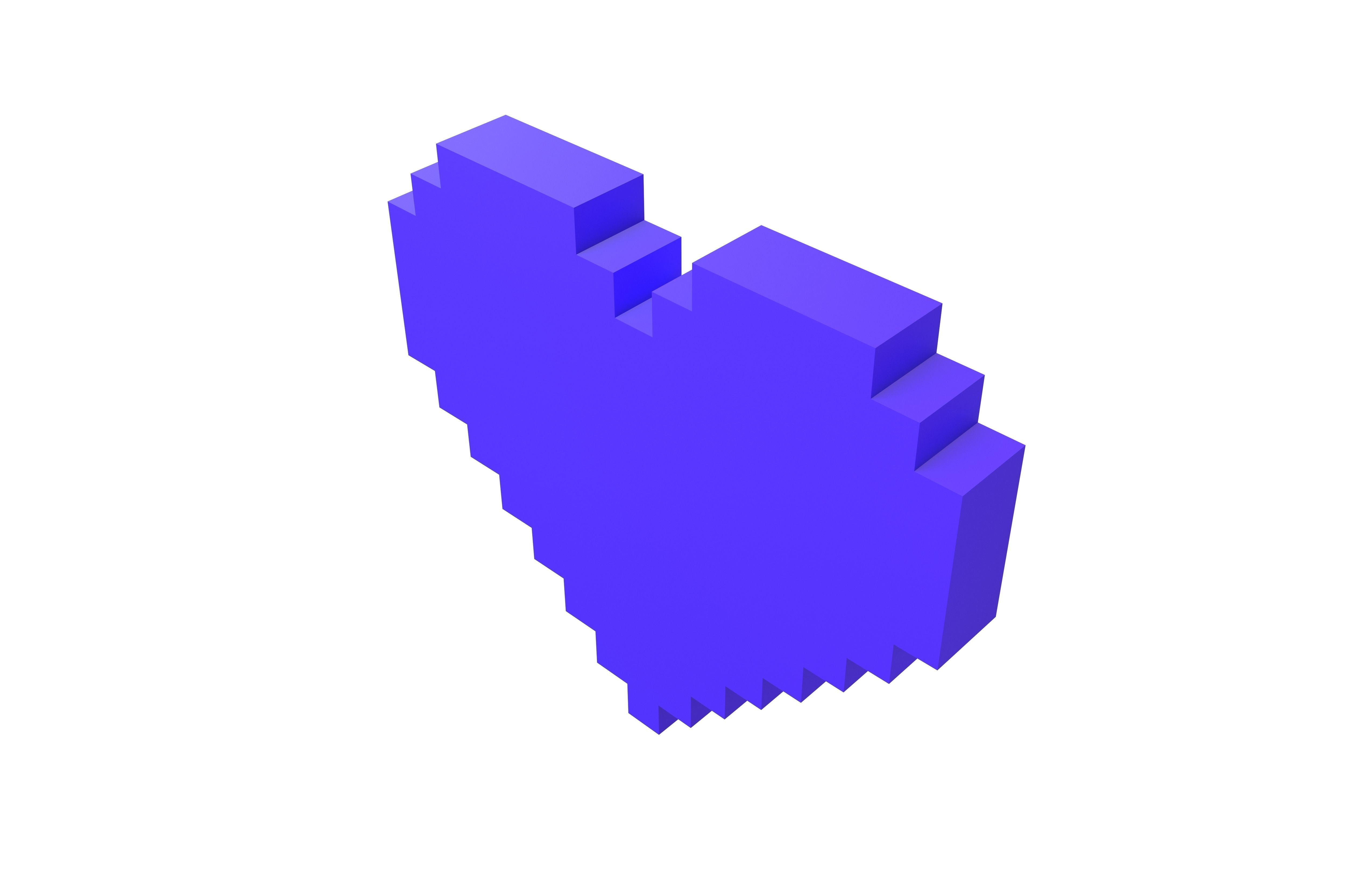 Pixel Heart v4 005 Low-poly 3D model_3