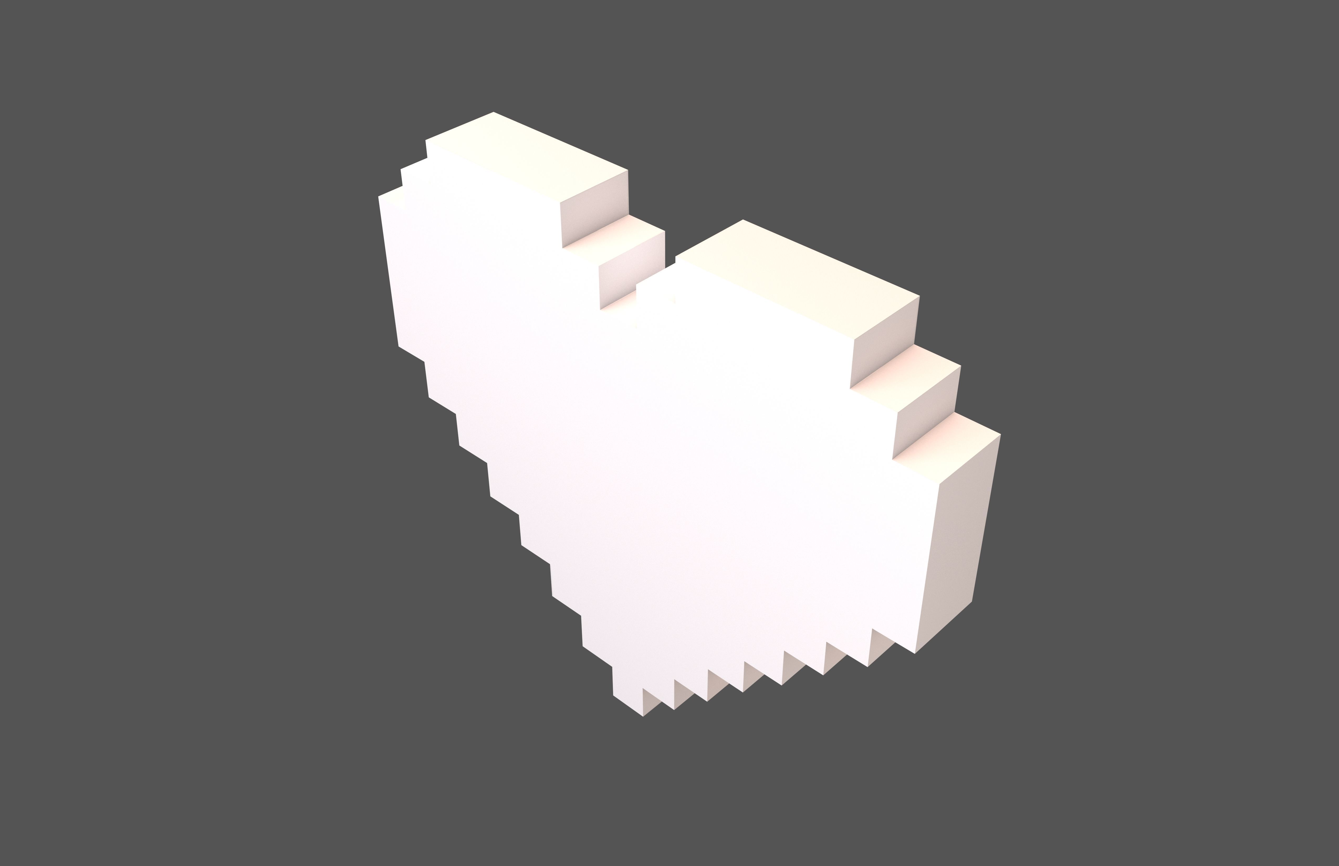 Pixel Heart v4 007 Low-poly 3D model_2