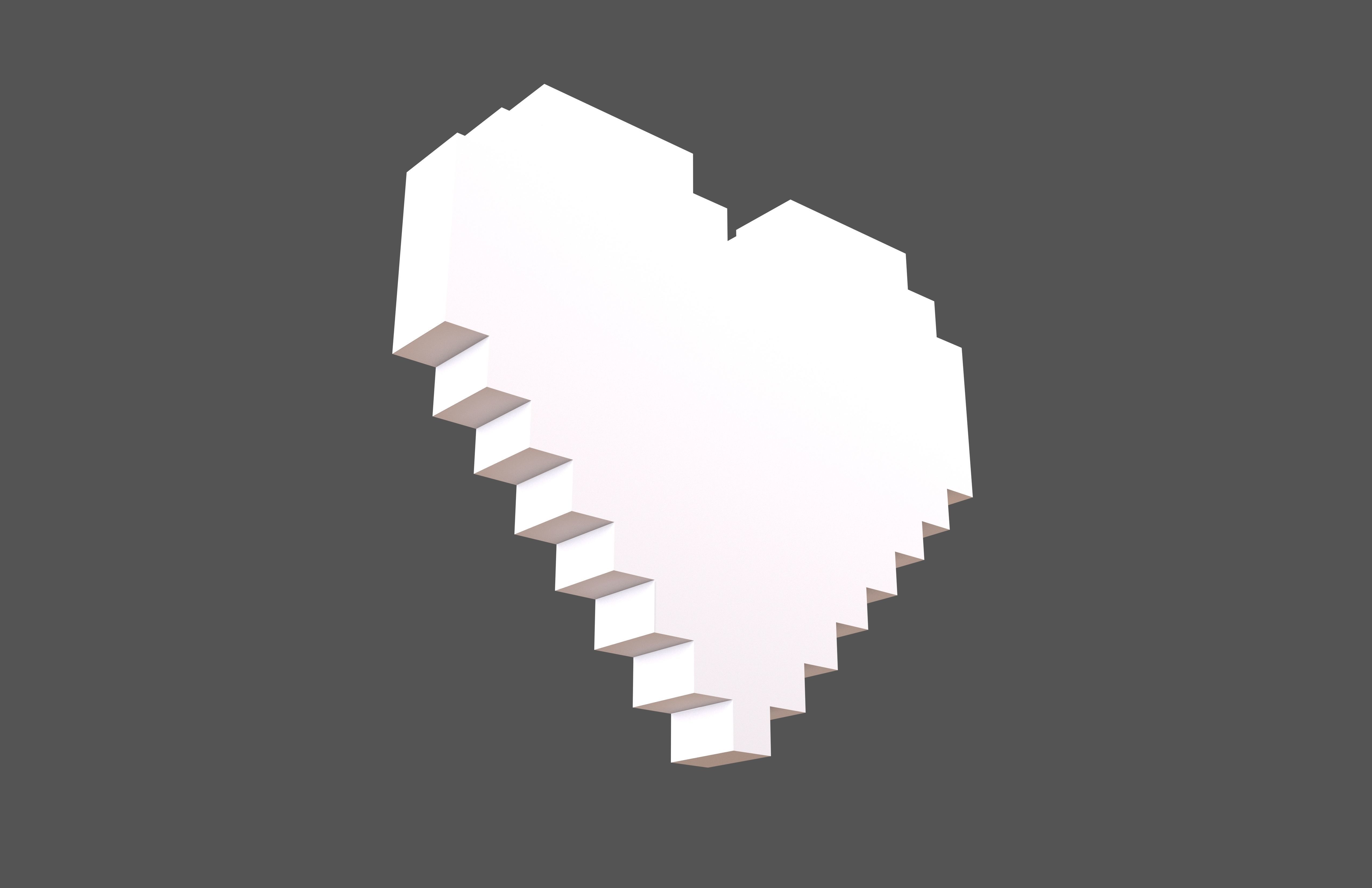 Pixel Heart v4 007 Low-poly 3D model_3