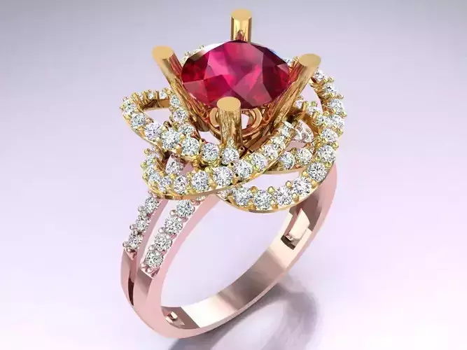 Diamond Ring - Womens Rings - GN141 3D print model Diamond Ring - Womens Rings - GN141 3D print model