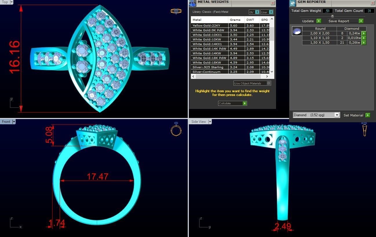 Diamond Ring - Womens Rings - GN148 3D print model_8