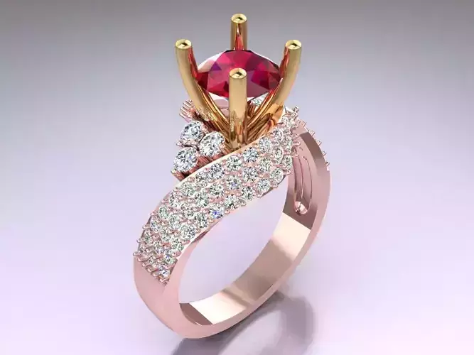 Diamond Ring - Womens Rings - GN150 3D print model Diamond Ring - Womens Rings - GN150 3D print model