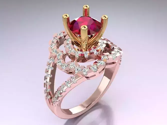 Diamond Ring - Womens Rings - GN164 3D print model Diamond Ring - Womens Rings - GN164 3D print model