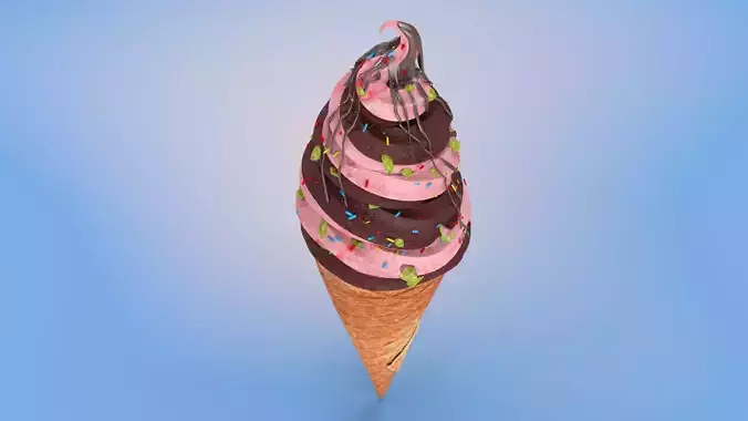 Mix Ice Cream Cone Low-poly 3D model