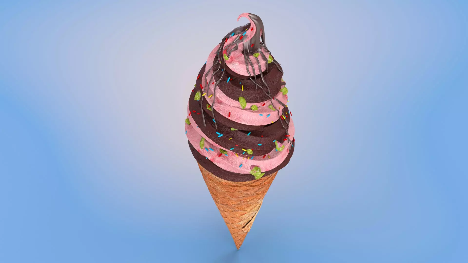 Mix Ice Cream Cone Low-poly 3D model_0
