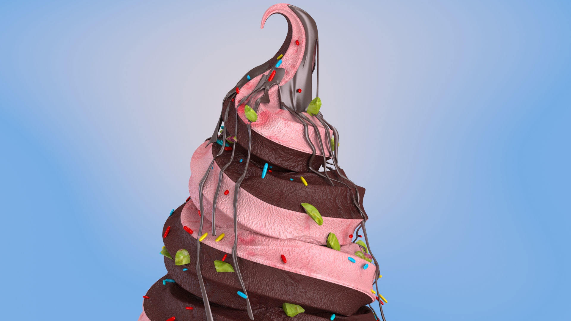 Mix Ice Cream Cone Low-poly 3D model_5