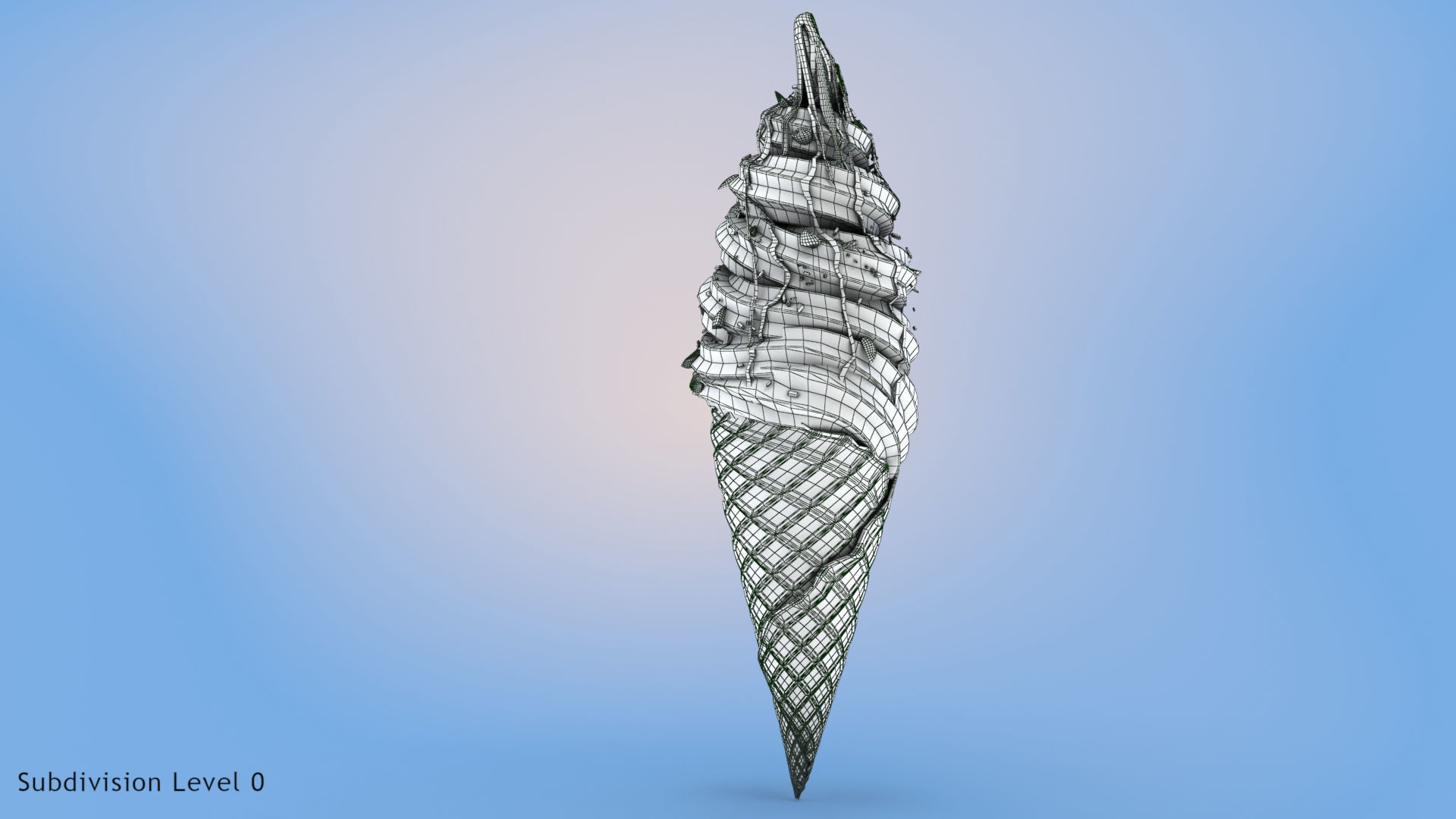 Mix Ice Cream Cone Low-poly 3D model_9