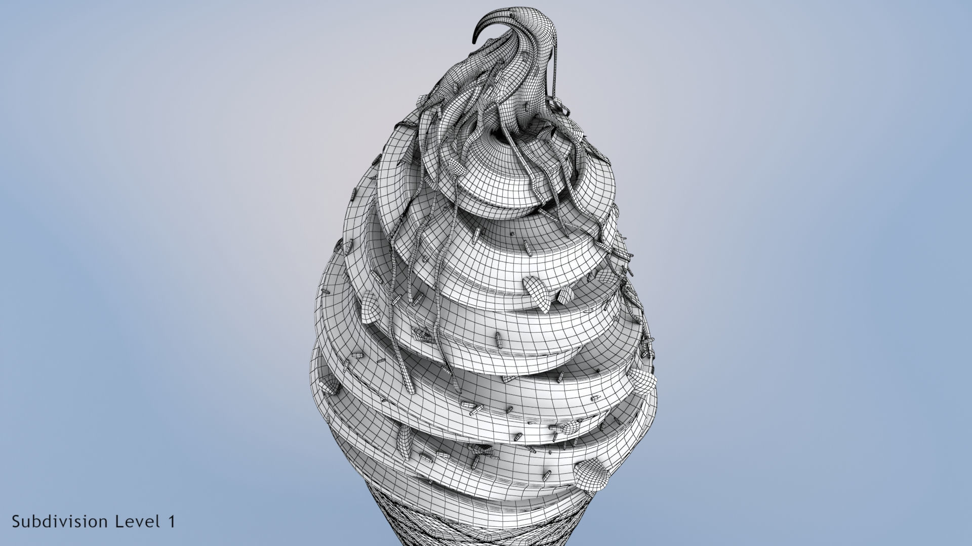 Mix Ice Cream Cone Low-poly 3D model_12