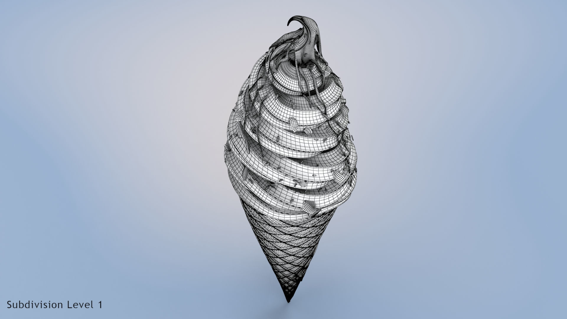 Mix Ice Cream Cone Low-poly 3D model_8