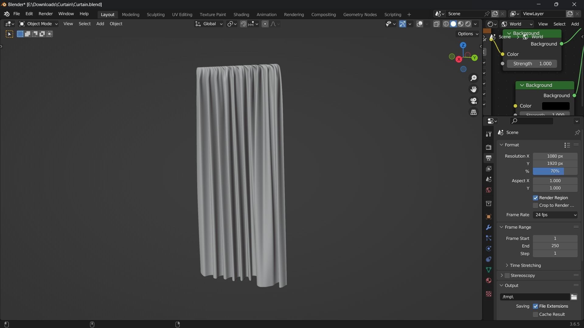 Window Curtain Free low-poly 3D model_2