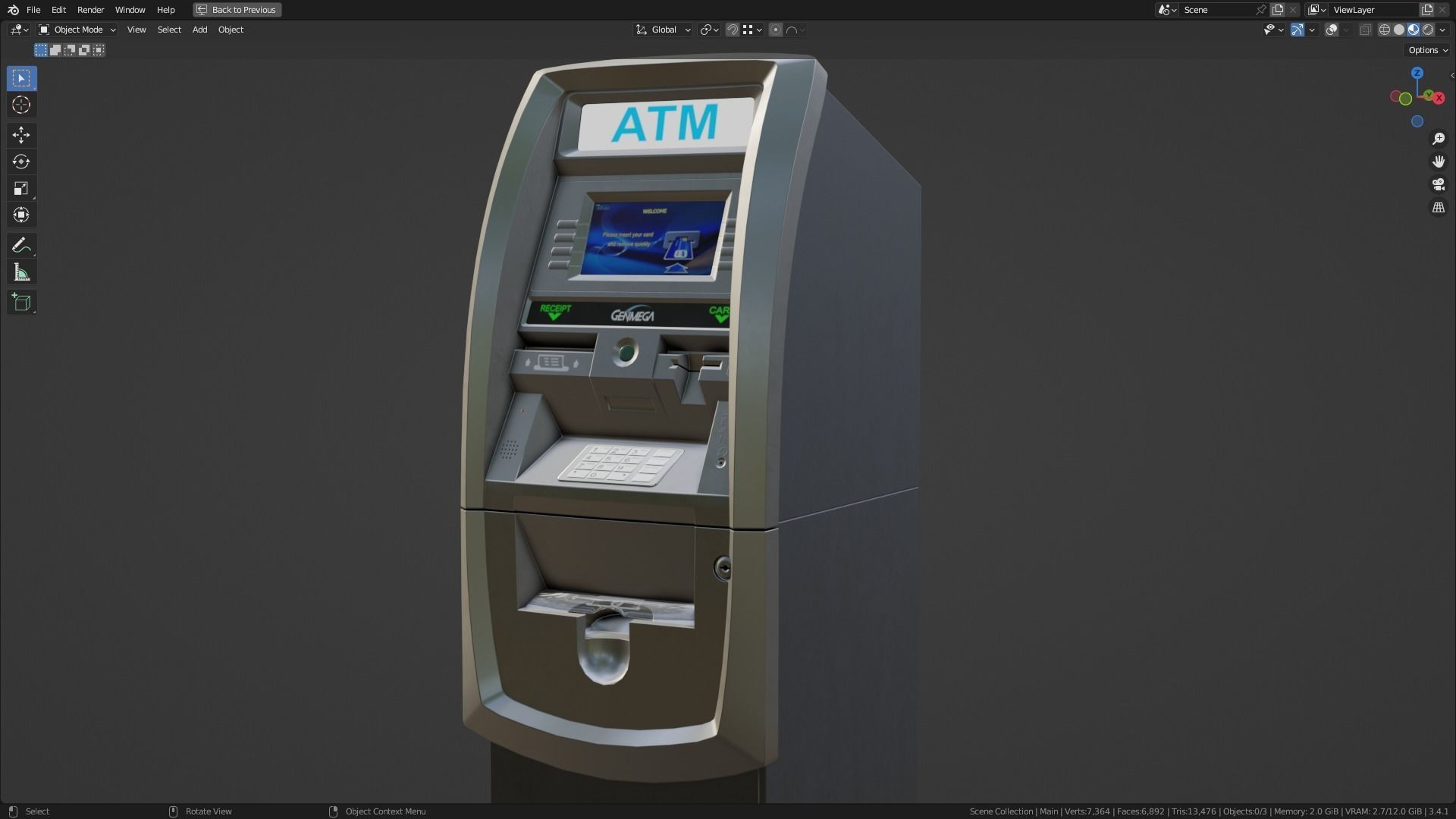 ATM Machine - Genmega G2500 Low-poly 3D model_13