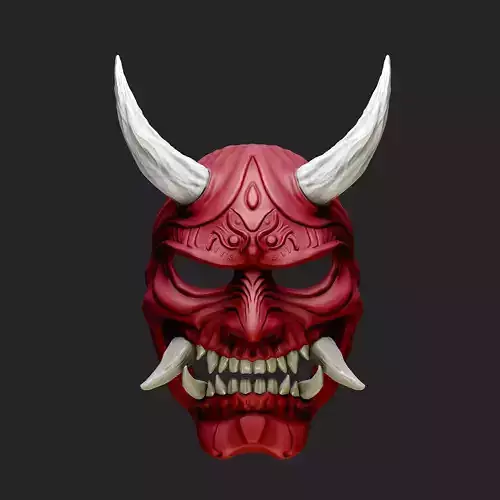 Oni Mask 14 Demon Full Face Horn Fang