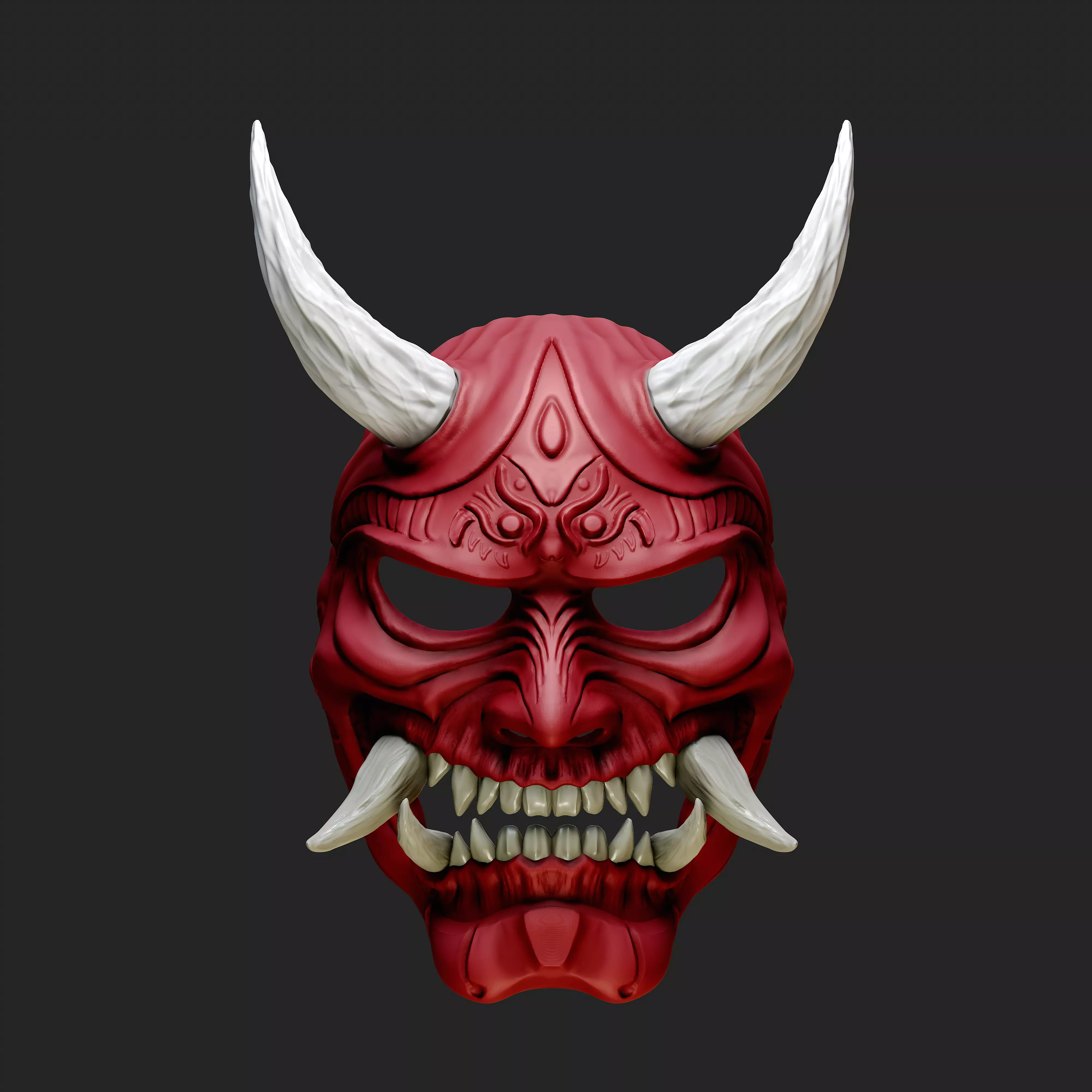 Oni Mask 14 Demon Full Face Horn Fang 3D print model