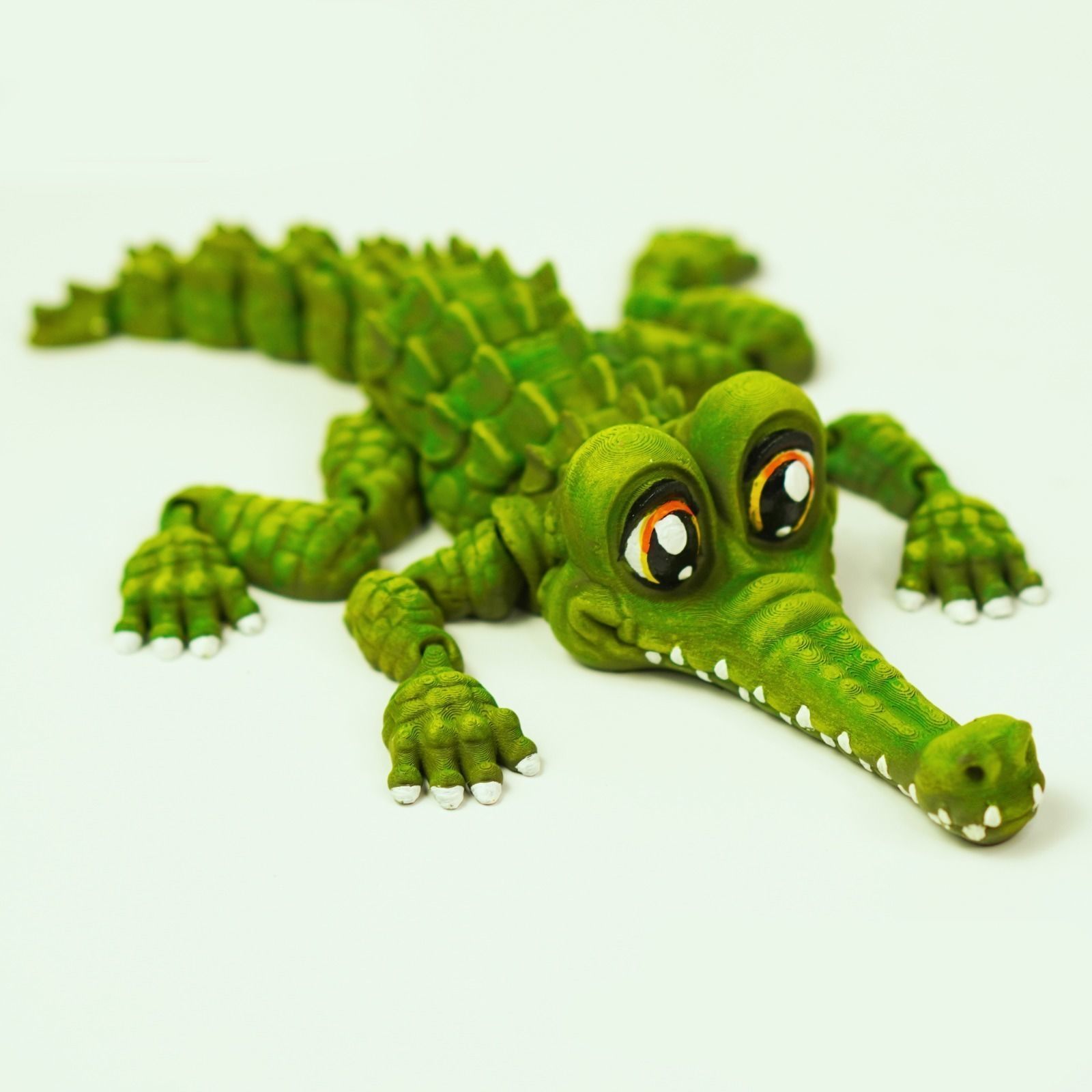 CUTE FLEXI FISH EATING CROCODILE ARTICULATED 3D print model_1