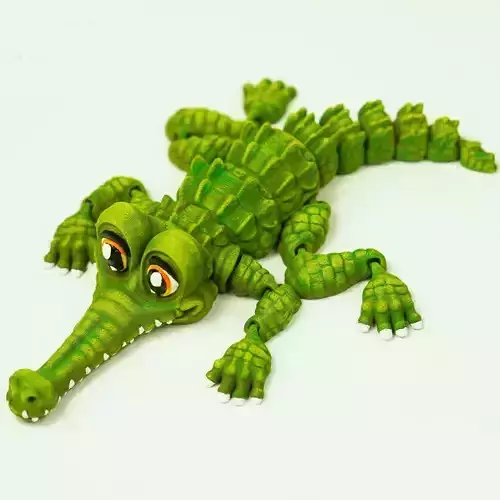 CUTE FLEXI FISH EATING CROCODILE ARTICULATED 3D print model