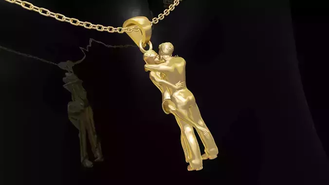 Long Kiss Gold Pendant Jewelry