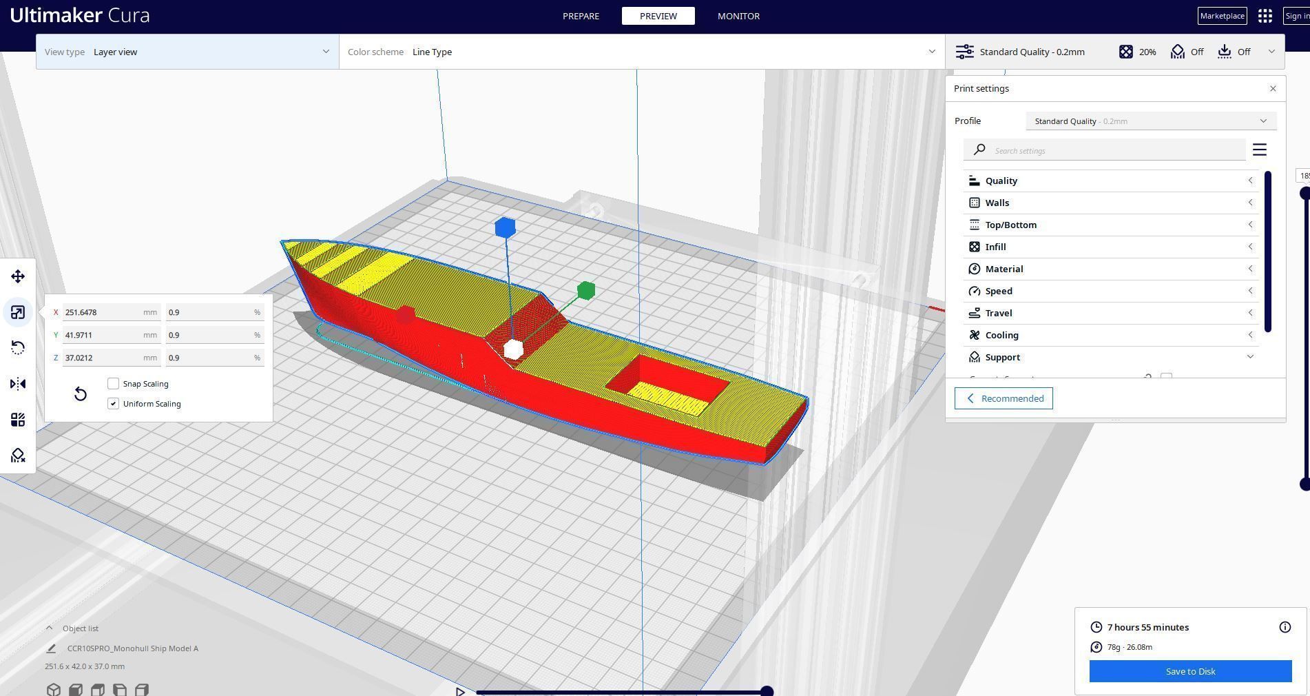 Monohull Supply ship or yacht 3D print model_1