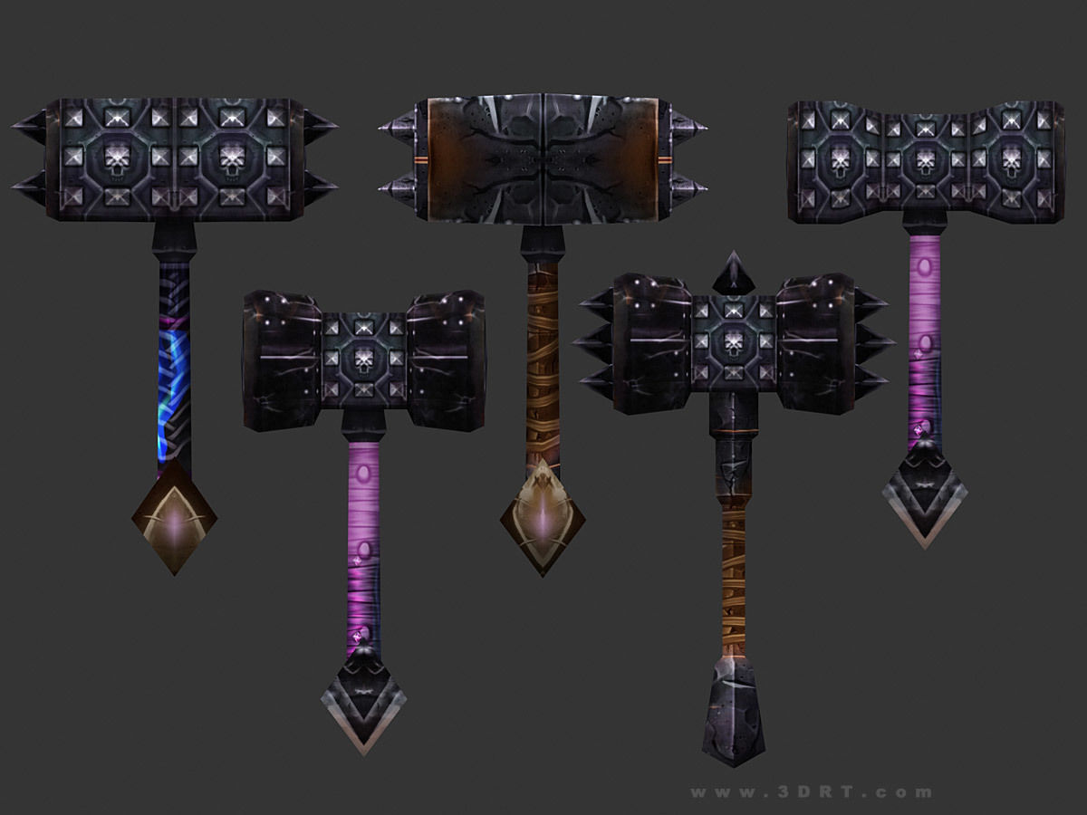 3DRT - fantasy arms Hammers Low-poly 3D model_7