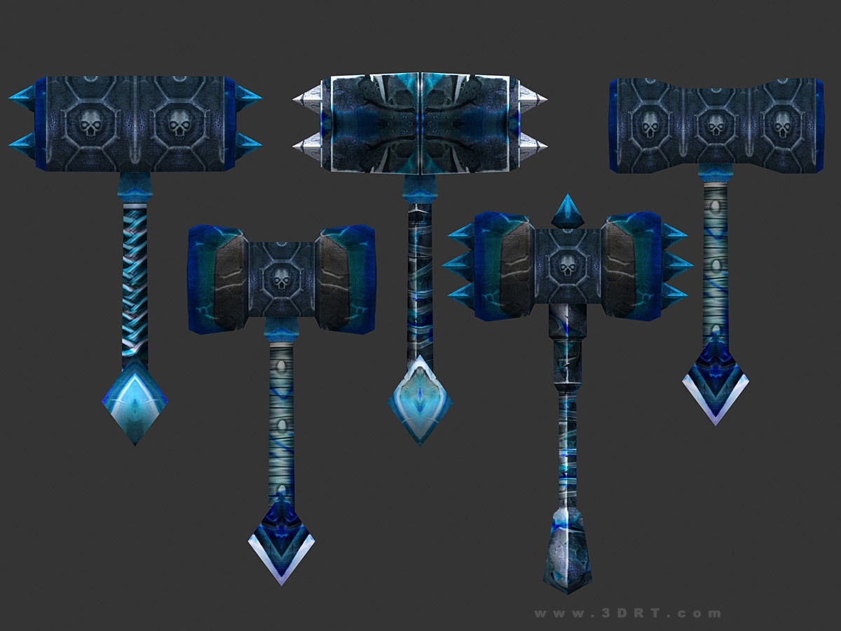 3DRT - fantasy arms Hammers Low-poly 3D model_8