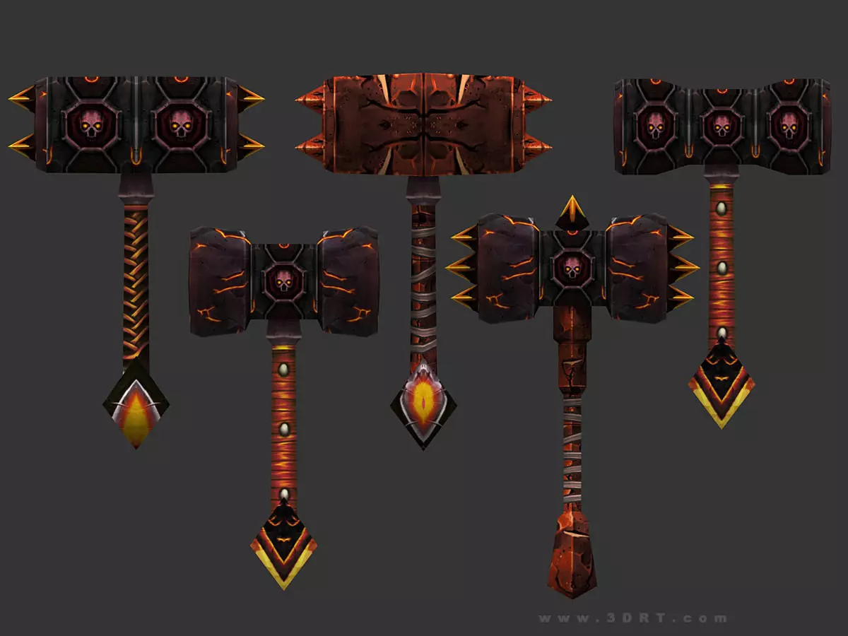 3DRT - fantasy arms Hammers Low-poly 3D model_0