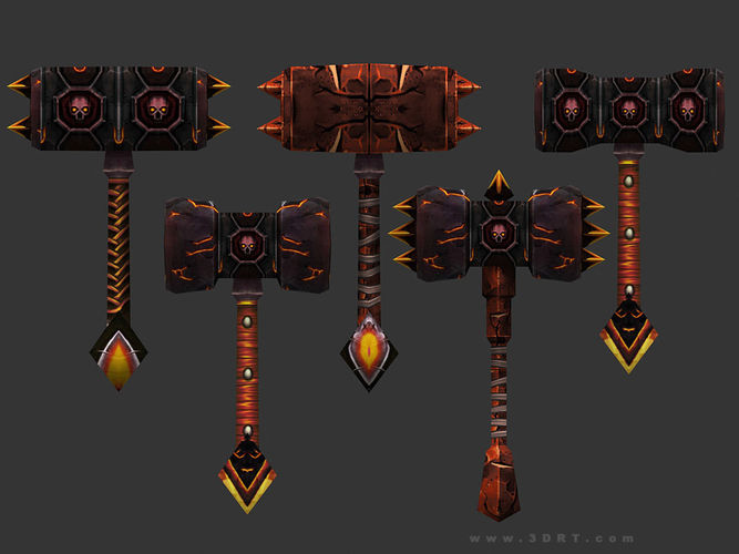 3DRT - fantasy arms Hammers Low-poly 3D model