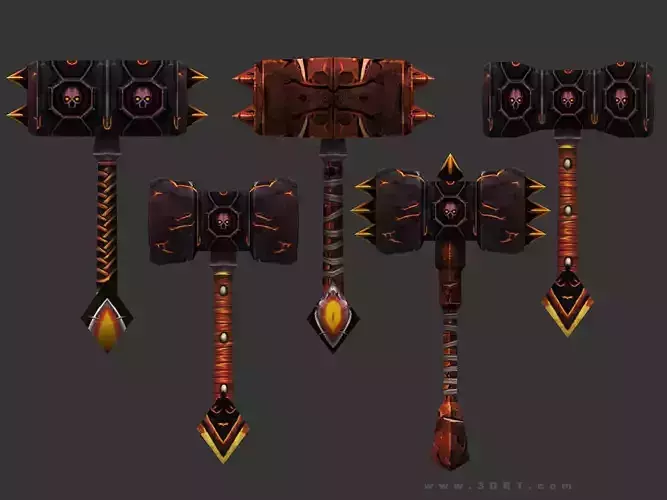 3DRT - fantasy arms Hammers Low-poly 3D model