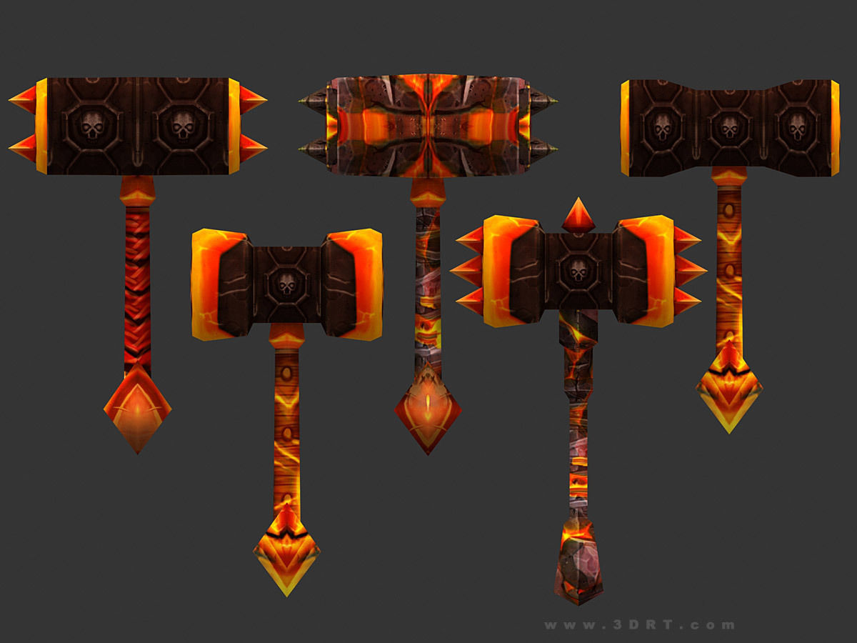 3DRT - fantasy arms Hammers Low-poly 3D model_3