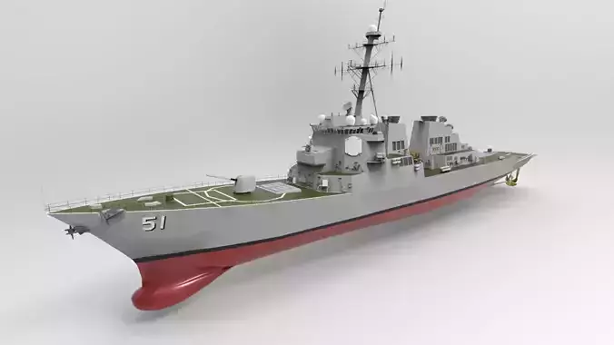 ddg51 Ship Arleigh Burke class destroyer  Low-poly 3D model