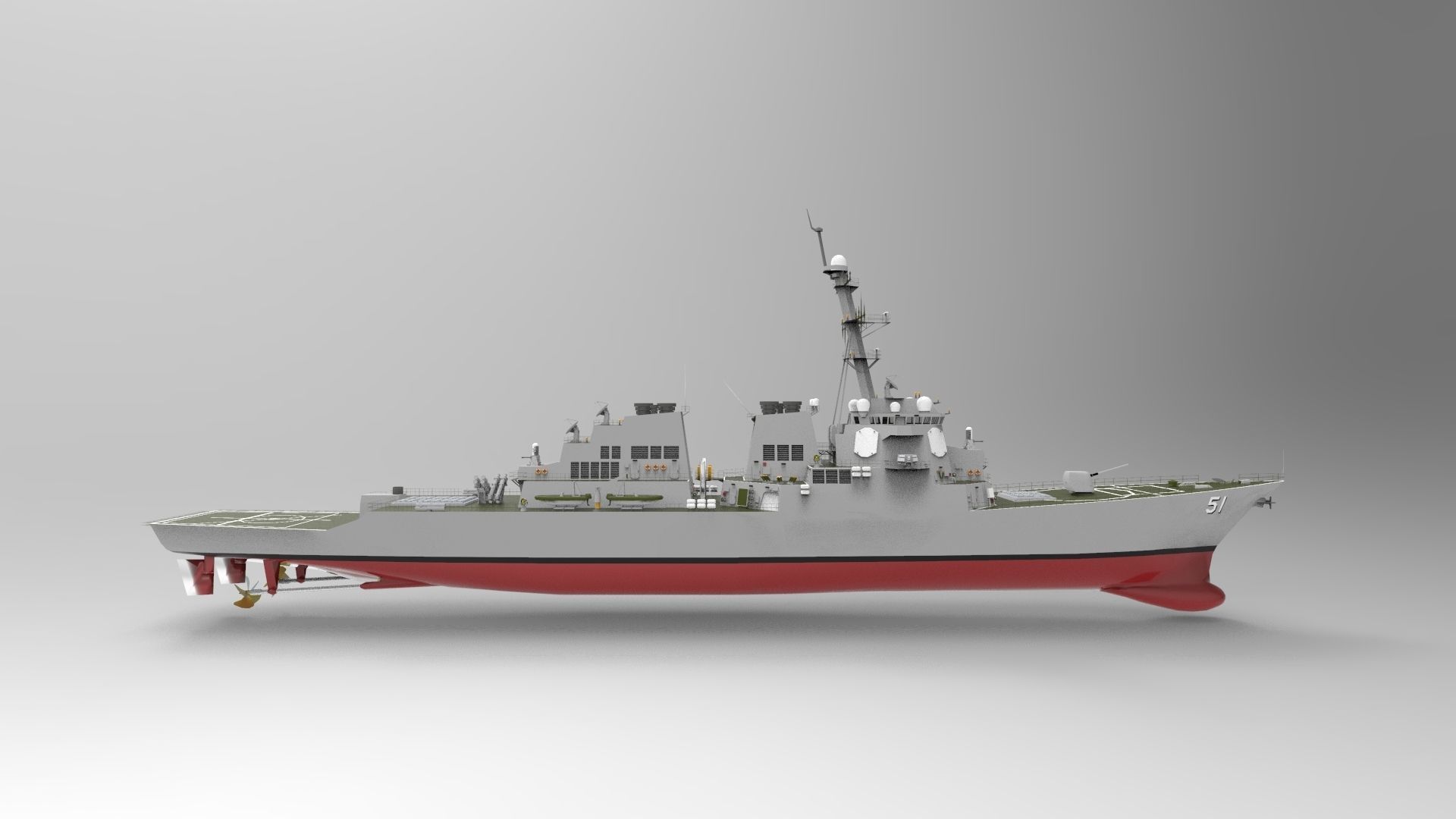 3d Model Ddg51 Ship Arleigh Burke Class Destroyer Vr Ar Low Poly