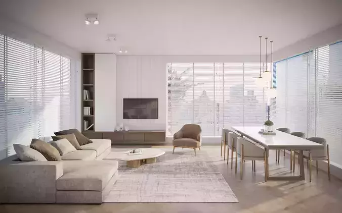 Modern apartments Interior Scene 