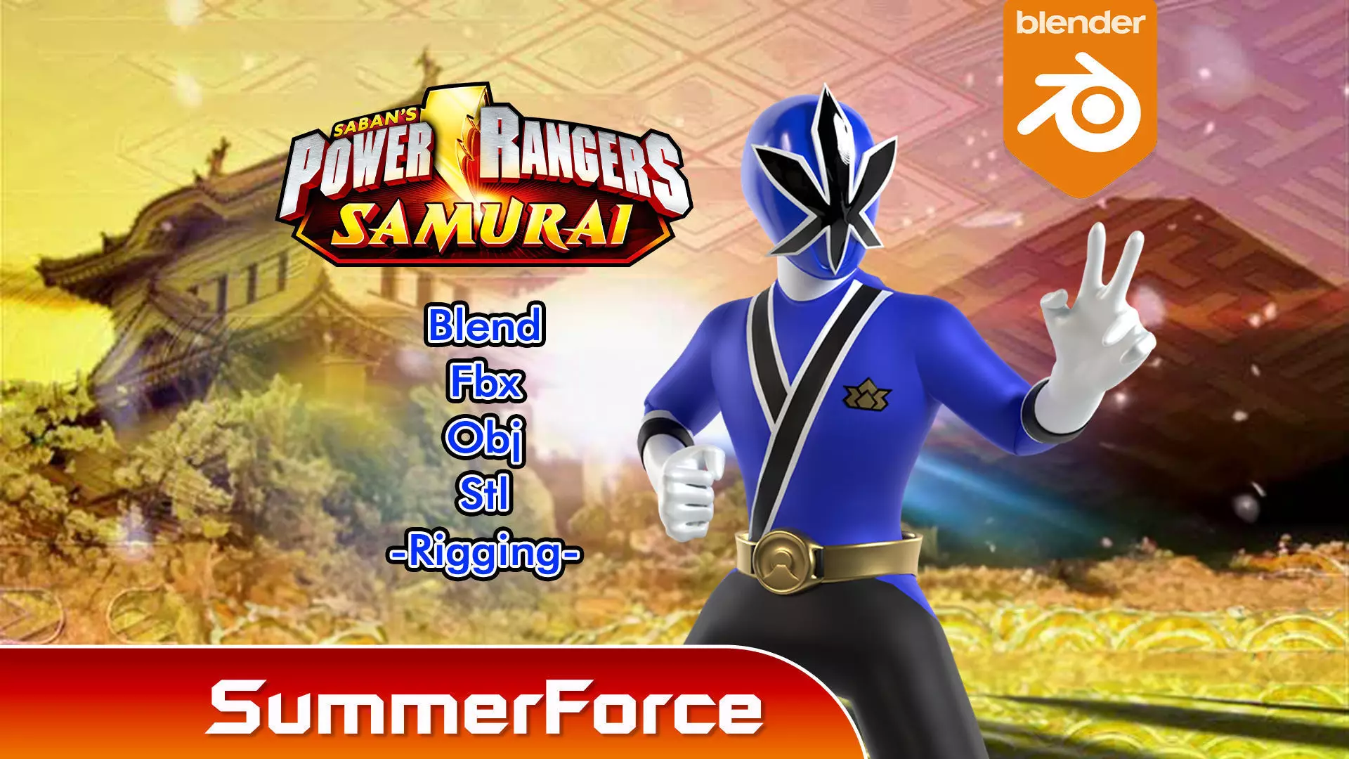 Blue Samurai Ranger - Power Rangers Samurai 3D model