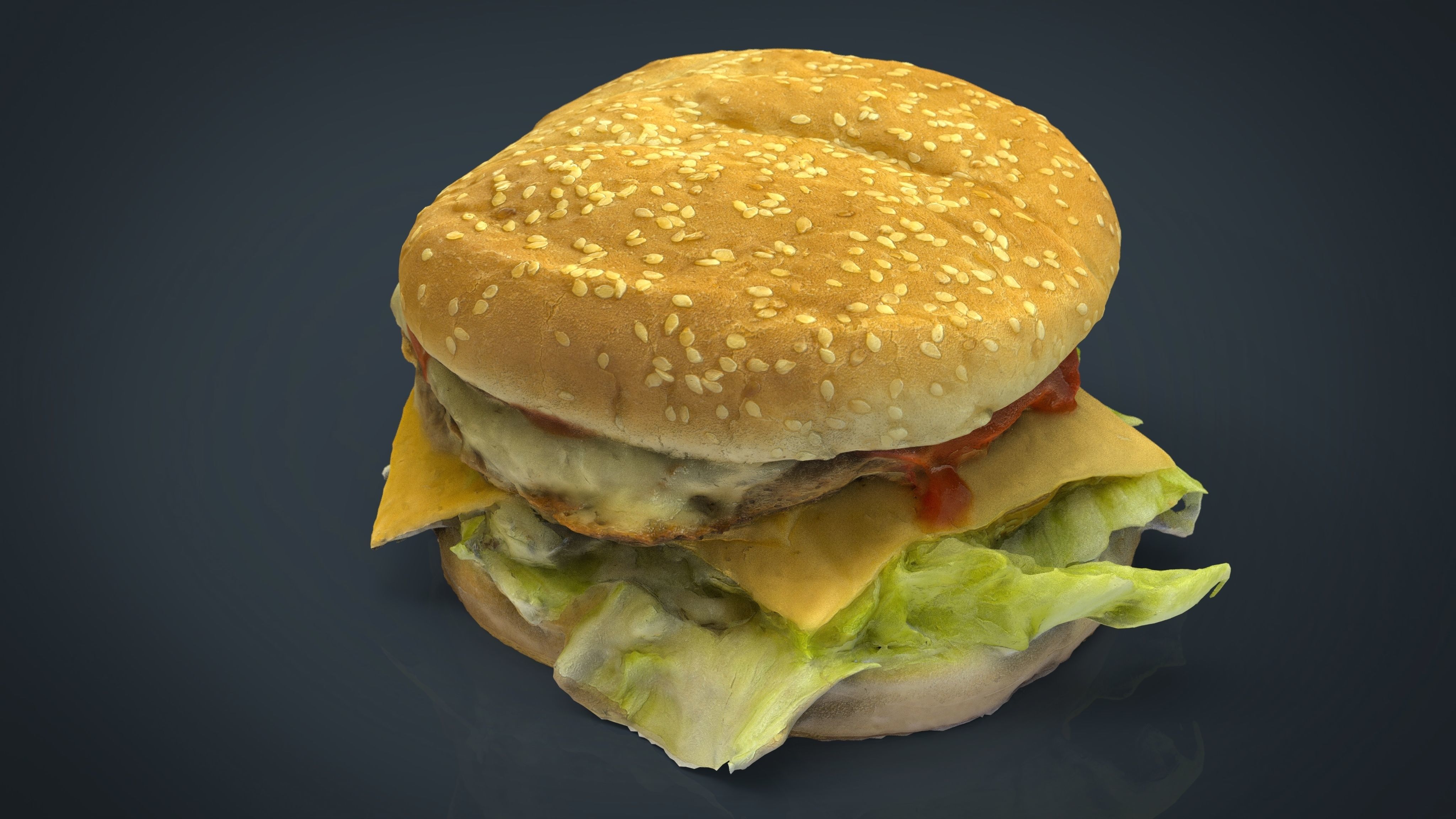 Hamburger Low-poly 3D model_2
