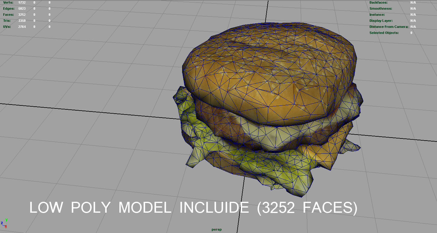 Hamburger Low-poly 3D model_10