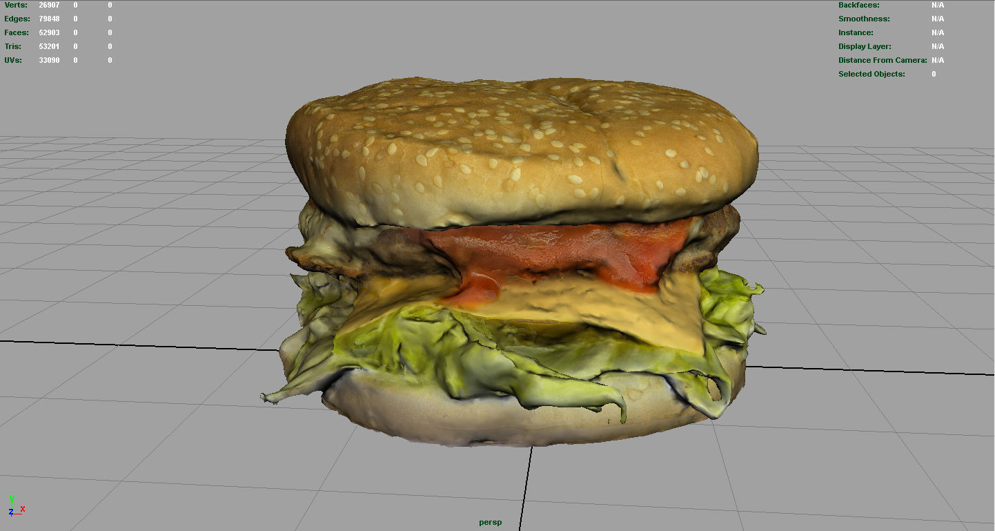 Hamburger Low-poly 3D model_4