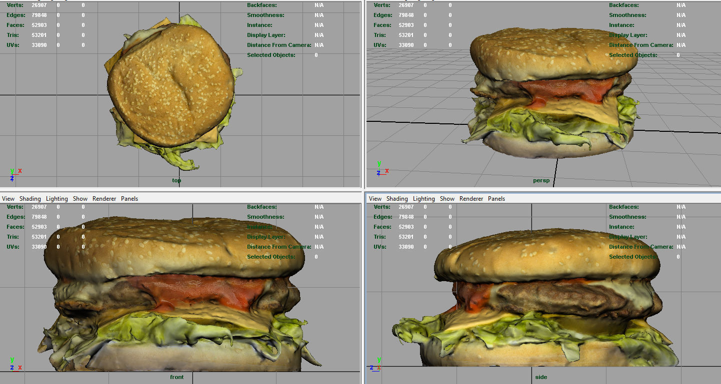 Hamburger Low-poly 3D model_6