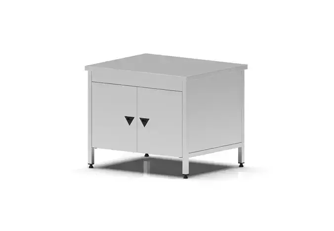 Stainless Steel Industrial Kitchen Work Bench with Swing Doors 3D model