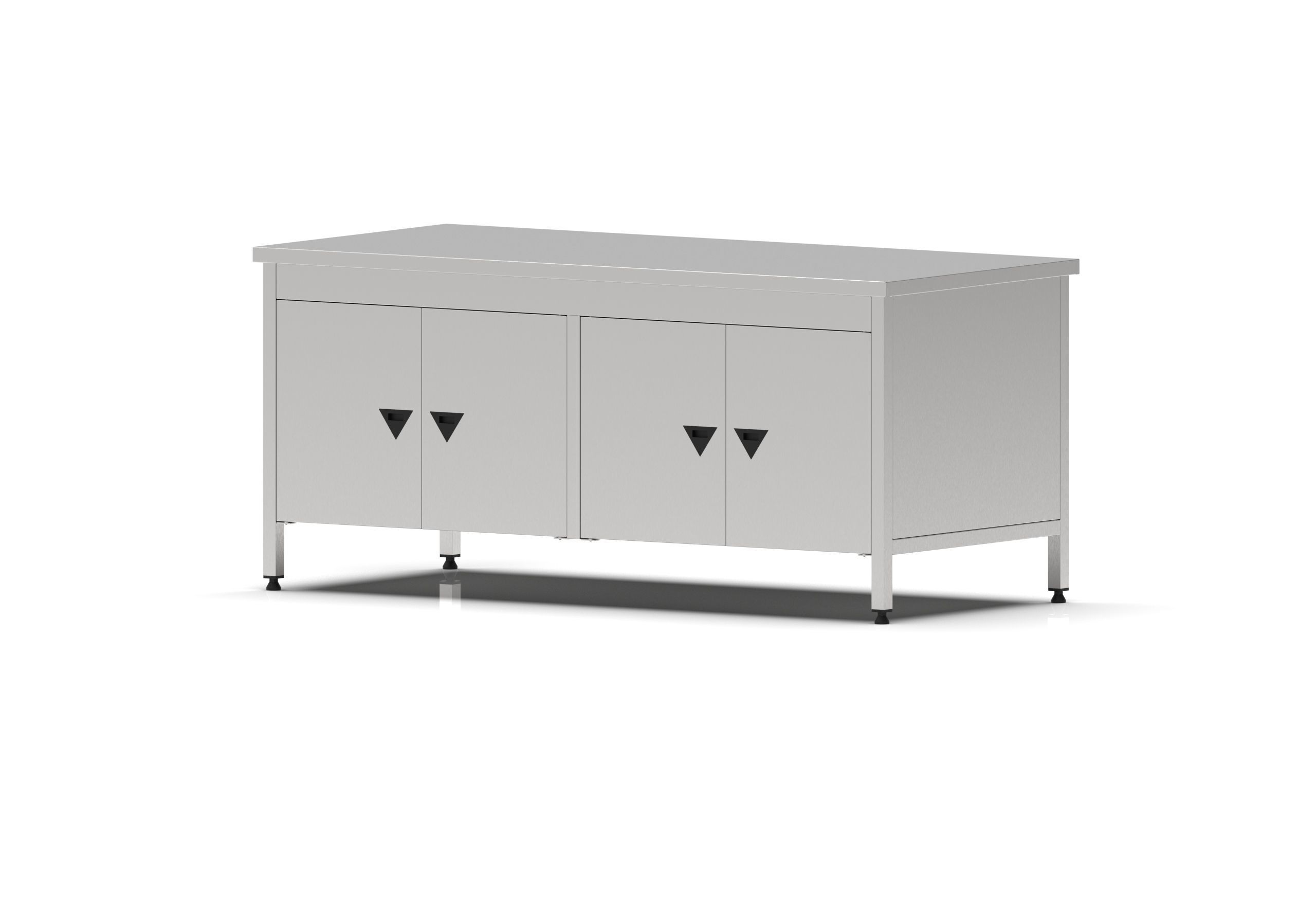 Stainless Steel Industrial Kitchen Work Bench with Swing Doors 3D model_5