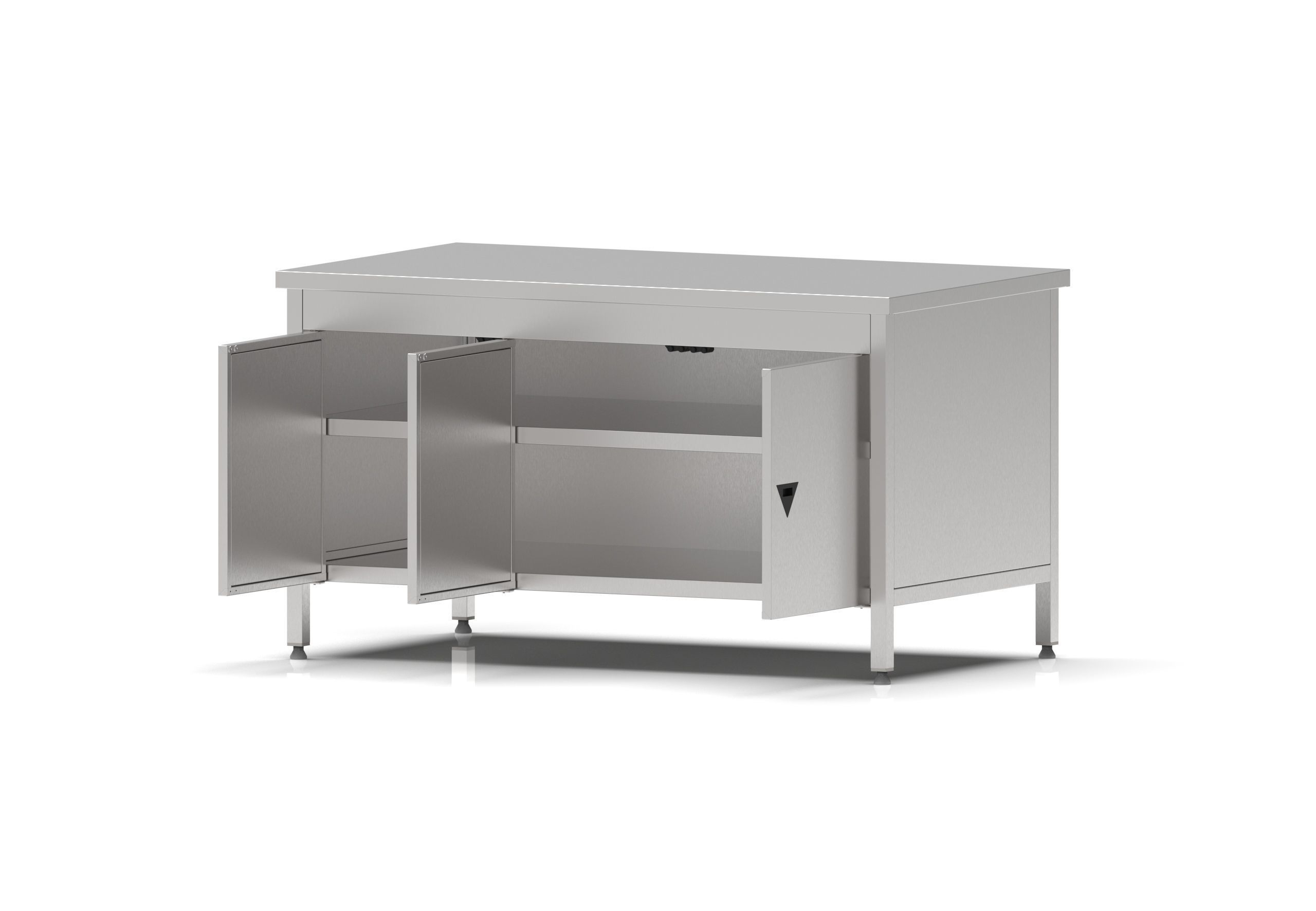 Stainless Steel Industrial Kitchen Work Bench with Swing Doors 3D model_4
