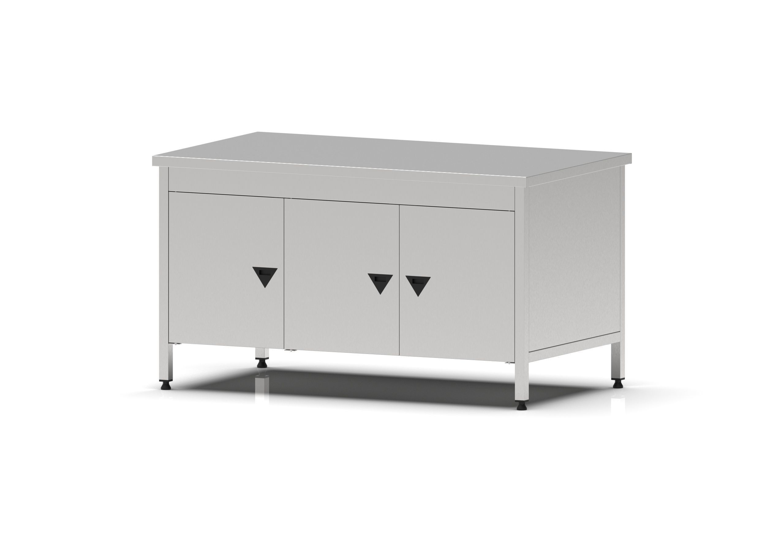 Stainless Steel Industrial Kitchen Work Bench with Swing Doors 3D model_3